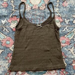 Brandy Melville Khaki Camisole with Bow Detail